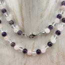 Amethyst-Rosenquarz-Bergkristall-Mix Kette Kugel ca. 0,6...