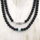 Onyx matt mit Larimar Kette Kugel ca. 0,6 / 45cm