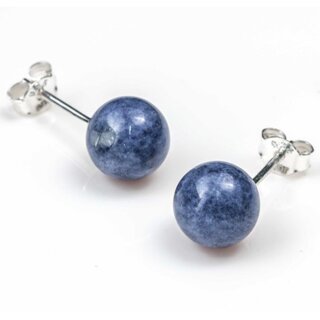 Sodalith Ohrstecker Kugel ca. 0,8cm, 92,5er Silber VE6St.