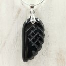 Obsidian schwarz Anhänger "Flügel" ca. 3,0x1,5cm VE3St.