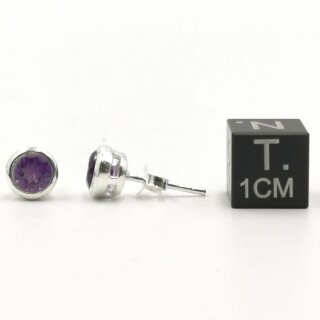 Amethyst Ohrstecker rund fac. ca. 0,5cm, 92,5er Silber VE2St.