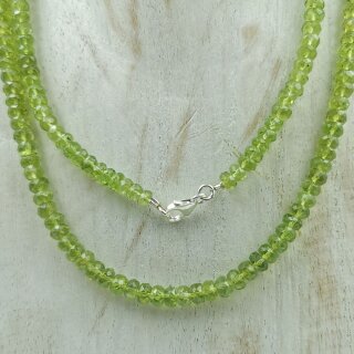 Peridot Kette Linse fac. ca. 0,6x0,4 / 45cm