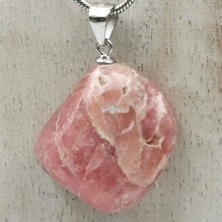 Rhodochrosit Trommelstein mit Stiftöse aus 92,5er Silber