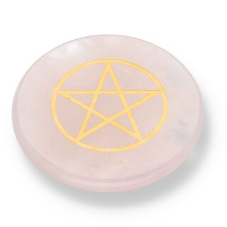 Rosenquarz Scheibe "Pentagramm" Mod. 02  ca. 50mm