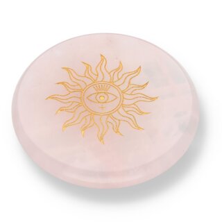 Rosenquarz Scheibe "Sonnengott" ca. 50mm