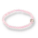Rosenquarz Armband Kugel mit Buddhakopf ca. 0,4 / 17cm