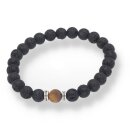 Lava schwarz Tigerauge Armband Kugel ca. 0,8 / 21cm VE5St.