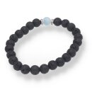 Lava schwarz Aquamarin Armband Kugel ca. 0,8 / 21cm VE5St.
