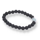 Lava schwarz Aquamarin Armband Kugel ca. 0,8 / 21cm VE5St.