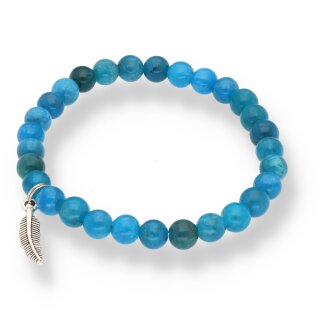 Apatit blau Armband Kugel mit Feder ca. 0,6 / 19cm