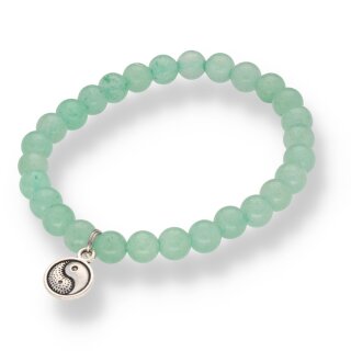 Aventurin grün Armband Kugel mit Ying Yang ca. 0,6 / 18cm