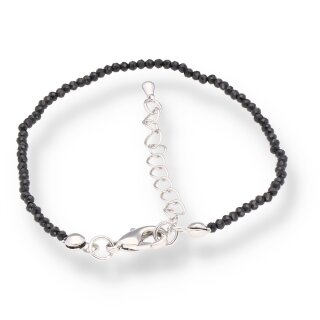 Spinell schwarz Armband Kugel fac. ca. 0,2 / 18cm + Verlängerungskettchen VE5St.