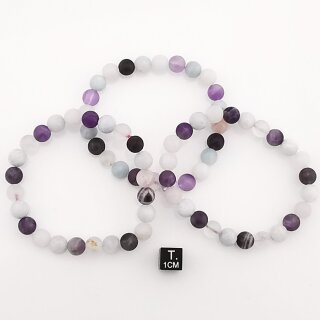 Amethyst-Aquamarin-Rosenq.-Mix matt Armband Kugel ca. 0,8 / 19cm VE25St.