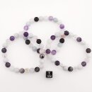 Amethyst-Aquamarin-Rosenq.-Mix matt Armband Kugel ca. 0,8...