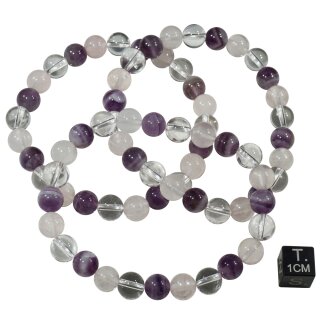 Amethyst-Rosenq.-Bergk.-Mix Armband Kugel ca. 0,8 / 19cm