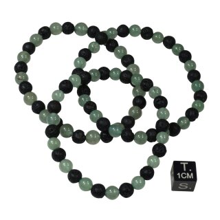 Lava schwarz-Aventurin grün-Mix Armband Kugel ca. 0,6 / 19cm